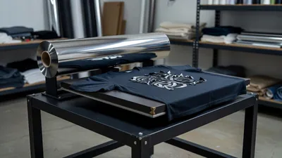 Reflective HTV on heat press table