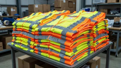 Stacked high-visibility reflective vests