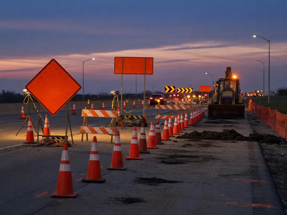 Work-zone signs and channelizers with reflective bands